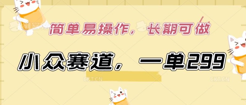 小众赛道，一单299.简单易操作，长期可做【揭秘】-520资源库