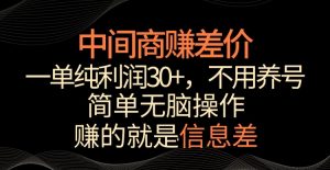 中间商赚差价，一单纯利润30+，简单无脑操作，赚的就是信息差，轻轻松松日入1000+【揭秘】-520资源库