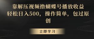 靠解压视频撸蝴蝶号播放收益，轻松日入500，操作简单，包过原创【揭秘】-520资源库