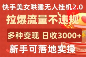 快手美女哄睡无人挂机2.0.拉爆流量不违规，多种变现途径，日收3000+，新手可落地实操【揭秘】-520资源库