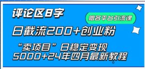 抖音评论区8字日截流200+创业粉 “卖项目”日稳定变现5000+【揭秘】-520资源库