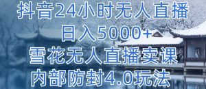 抖音24小时无人直播 日入5000+，雪花无人直播卖课，内部防封4.0玩法【揭秘】-520资源库
