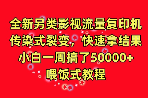 全新另类影视流量复印机，传染式裂变，快速拿结果，小白一周搞了50000+，喂饭式教程【揭秘】-520资源库