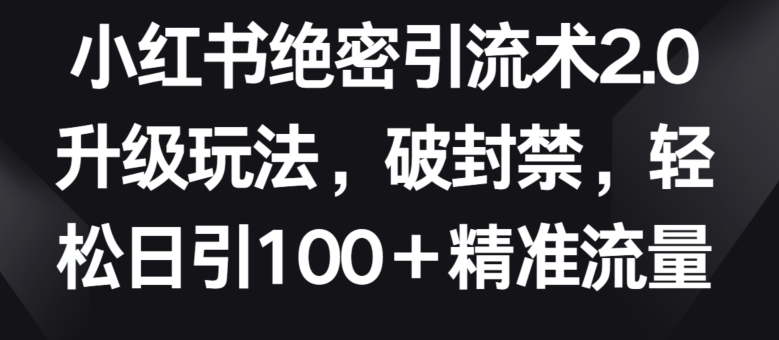 小红书绝密引流术2.0升级玩法，破封禁，轻松日引100+精准流量【揭秘】-520资源库