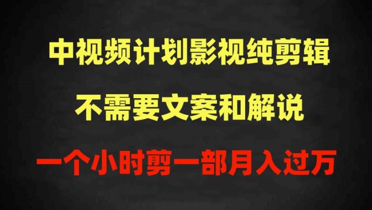 中视频计划影视纯剪辑,不需要文案和解说,一个小时剪一部,100%过原创月入过万【揭秘】-520资源库