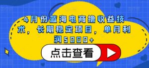 4月份蓝海电商撸收益技术，长期稳定项目，单月利润5000+【揭秘】-520资源库