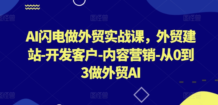 AI闪电做外贸实战课，​外贸建站-开发客户-内容营销-从0到3做外贸AI-520资源库