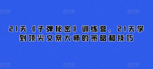 21天《子弹秘密》训练营，21天学到顶尖文案大师的策略和技巧-520资源库