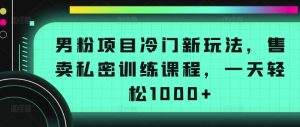 男粉项目冷门新玩法，售卖私密训练课程，一天轻松1000+【揭秘】-520资源库