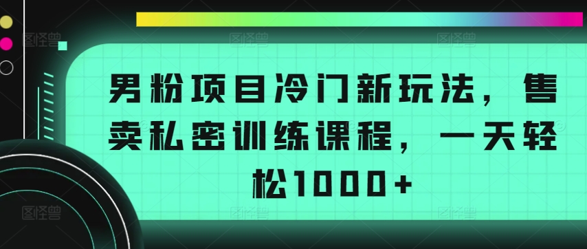 男粉项目冷门新玩法，售卖私密训练课程，一天轻松1000+【揭秘】-520资源库