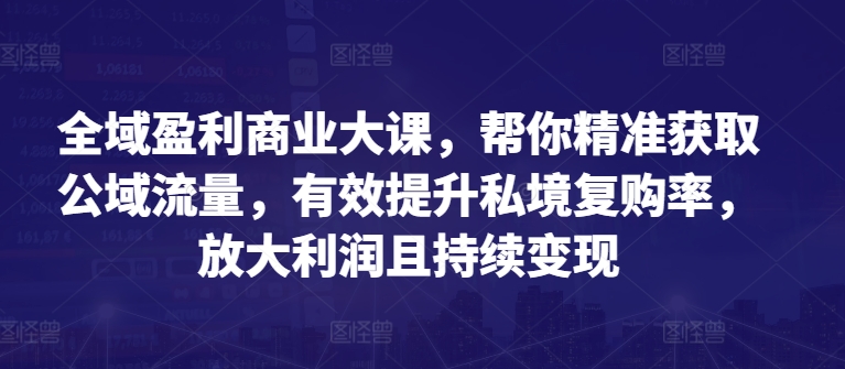 全域盈利商业大课，帮你精准获取公域流量，有效提升私境复购率，放大利润且持续变现-520资源库