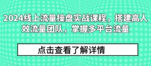 2024线上流量操盘实战课程，搭建高人效流量团队，掌握多平台流量-520资源库
