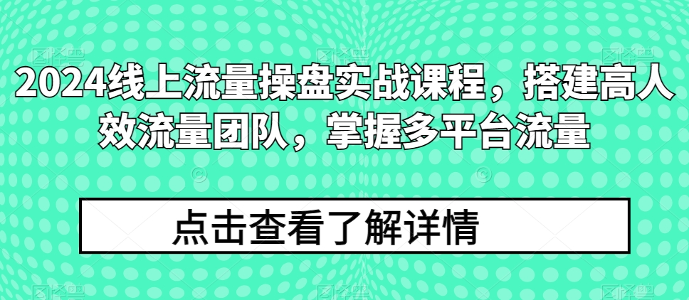 2024线上流量操盘实战课程，搭建高人效流量团队，掌握多平台流量-520资源库