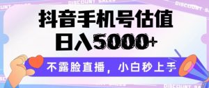 抖音手机号估值，日入5000+，不露脸直播，小白秒上手【揭秘】-520资源库