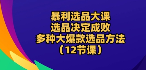 暴利选品大课：选品决定成败，教你多种大爆款选品方法(12节课)-520资源库