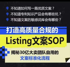 打造高质量合规的Listing文案SOP，掌握亚马逊文案工作的标准化-520资源库