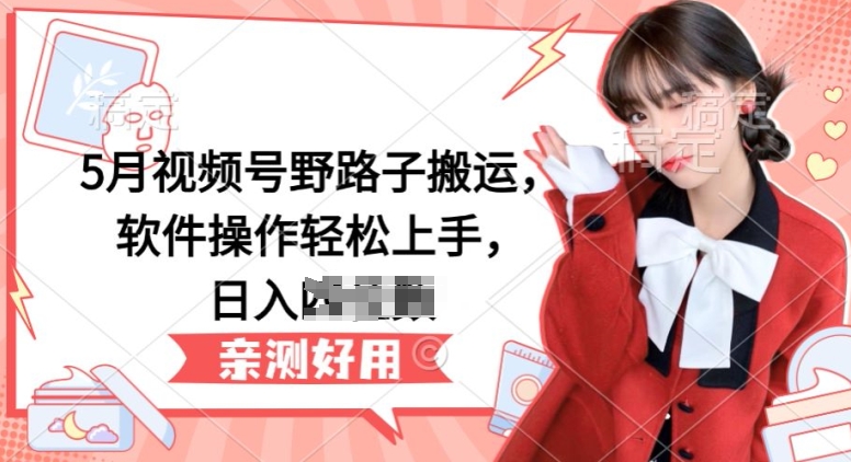 5月视频号野路子搬运，软件操作轻松上手，日入三位数【揭秘】-520资源库