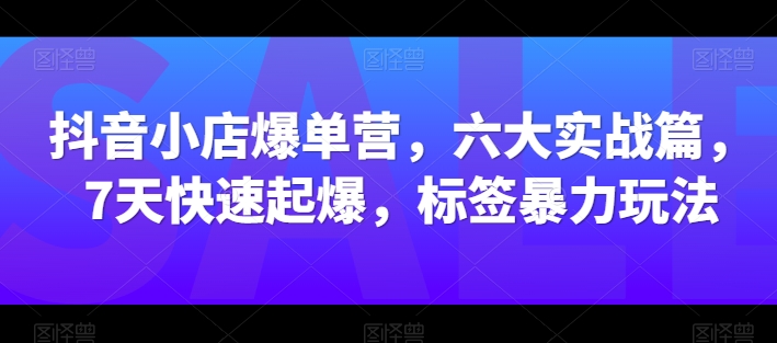 抖音小店爆单营，六大实战篇，7天快速起爆，标签暴力玩法-520资源库