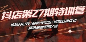 抖音小店·第27期特训营 体验分拉升/商品卡引流/投流效果优化/精选联盟引流/等-520资源库