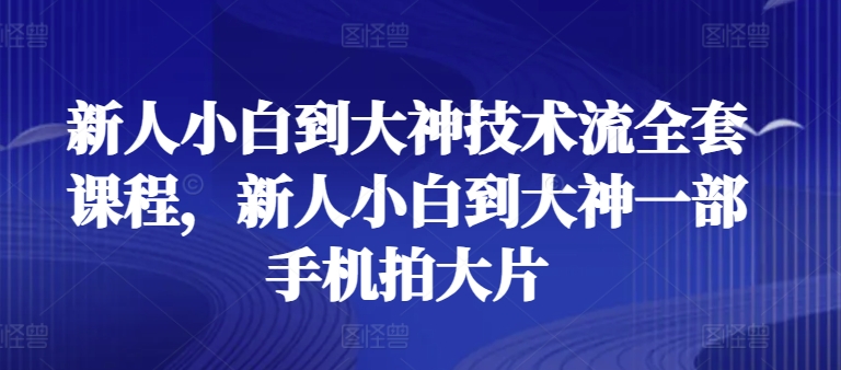 新人小白到大神技术流全套课程,新人小白到大神一部手机拍大片-520资源库
