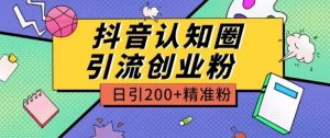 外面收费3980抖音认知圈引流创业粉玩法日引200+精准粉【揭秘】-520资源库