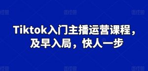 Tiktok入门主播运营课程，及早入局，快人一步-520资源库