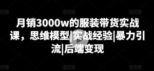月销3000w的服装带货实战课，思维模型|实战经验|暴力引流|后端变现-520资源库