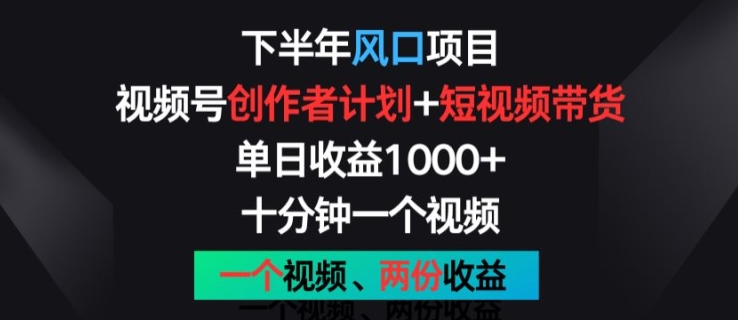 下半年风口项目，视频号创作者计划+视频带货，一个视频两份收益，十分钟一个视频【揭秘】-520资源库