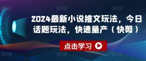 2024最新小说推文玩法，今日话题玩法，快速量产(快剪)-520资源库