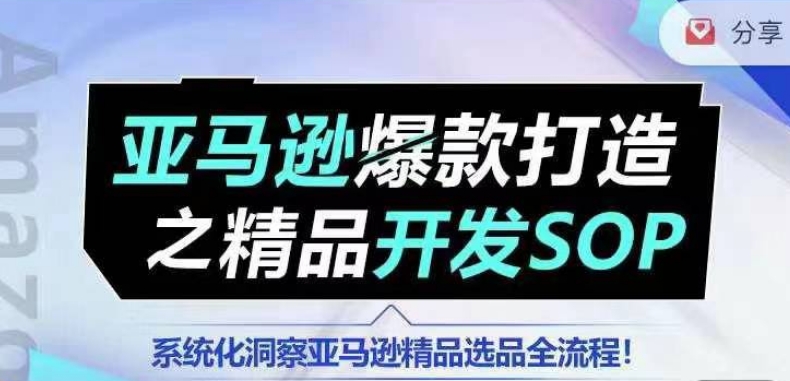【训练营】亚马逊爆款打造之精品开发SOP，系统化洞察亚马逊精品选品全流程-520资源库