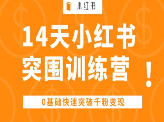 14天小红书突围训练营 ，0基础快速突破千粉变现-520资源库