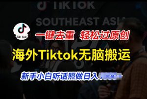 海外Tiktok短视频无脑搬运，一键去重轻松过原创，新手小白听话照做日入几张【揭秘】-520资源库