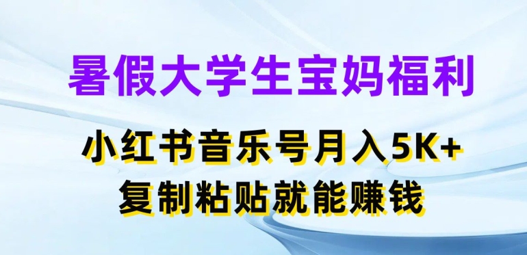 暑假大学生宝妈福利，小红书音乐号月入5000+，复制粘贴就能赚钱【揭秘】-520资源库