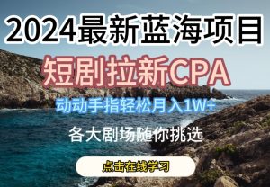 2024最新蓝海项日,短剧拉新CPA,动动手指轻松月入1W,全各大剧场随你挑选【揭秘】-520资源库