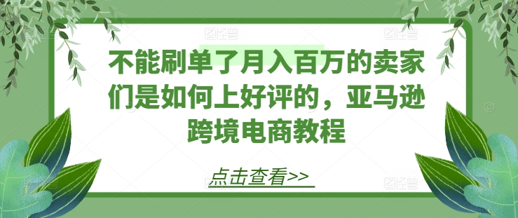 不能刷单了月入百万的卖家们是如何上好评的,亚马逊跨境电商教程-520资源库