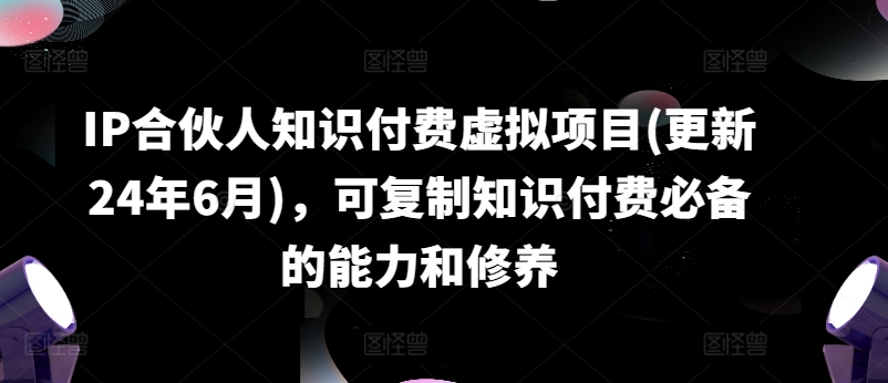 IP合伙人知识付费虚拟项目(更新24年6月)，可复制知识付费必备的能力和修养-520资源库