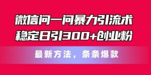 微信问一问暴力引流术，稳定日引300+创业粉，最新方法，条条爆款【揭秘】-520资源库