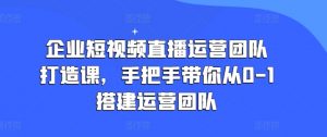 企业短视频直播运营团队打造课，手把手带你从0-1搭建运营团队-520资源库