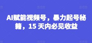 AI赋能视频号，暴力起号秘籍，15 天内必见收益【揭秘】-520资源库