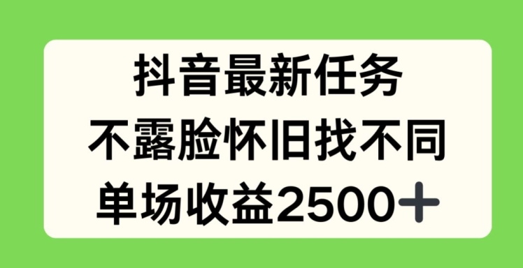 抖音最新任务,不露脸怀旧找不同,单场收益2.5k【揭秘】-520资源库