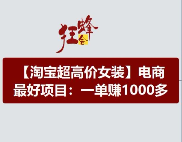 淘宝超高价女装项目，电商最好赛道，一单赚1000多-520资源库