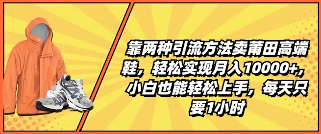 靠两种引流方法卖莆田高端鞋,轻松实现月入1W+,小白也能轻松上手,每天只要1小时【揭秘】-520资源库