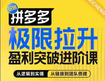 拼多多极限拉升盈利突破进阶课，​从算法到玩法，从玩法到团队搭建，体系化系统性帮助商家实现利润提升-520资源库