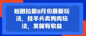 短剧拉新8月份最新玩法，挂羊头卖狗肉玩法，发就有收益-520资源库