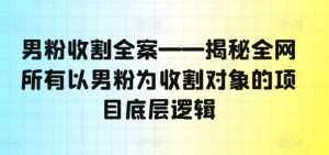 男粉收割全案——揭秘全网所有以男粉为收割对象的项目底层逻辑-520资源库