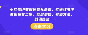 小红书IP变现运营私教课，打通红书IP变现任督二脉，底层逻辑、实操方法、战训结合-520资源库
