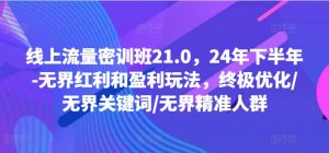 线上流量密训班21.0，24年下半年-无界红利和盈利玩法，终极优化/无界关键词/无界精准人群-520资源库
