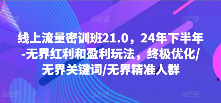线上流量密训班21.0，24年下半年-无界红利和盈利玩法，终极优化/无界关键词/无界精准人群-520资源库
