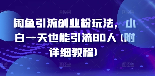 闲鱼引流创业粉玩法，小白一天也能引流80人(附详细教程)-520资源库