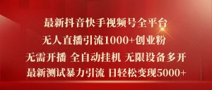 最新抖音快手视频号全平台无人直播引流1000+精准创业粉,日轻松变现5k+【揭秘】-520资源库